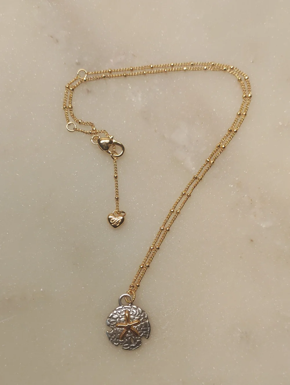 NEW! Brighton Sunset Cove Sand Dollar Pendant Necklace Two Tone Silver And Gold